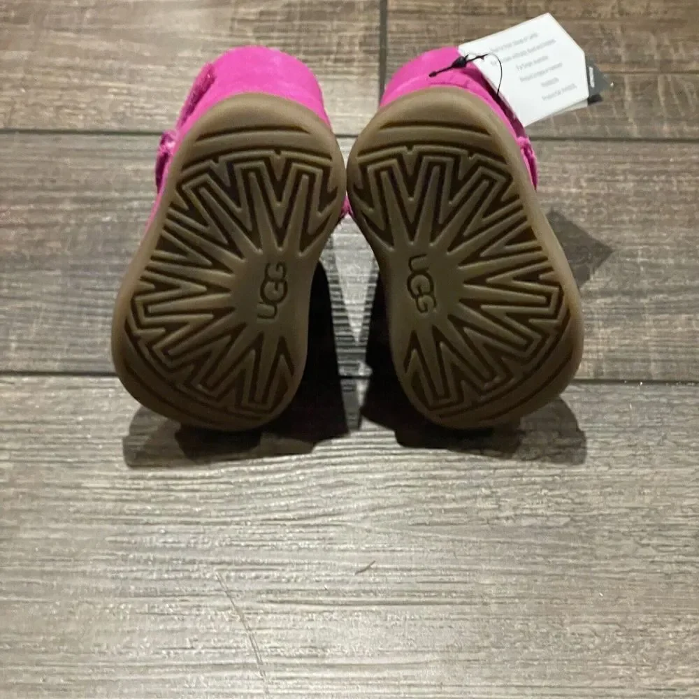 UGG I KEELAN Boot Infant 0/1 Pink Suede Shoes Fur Lined Winter Boots NEW